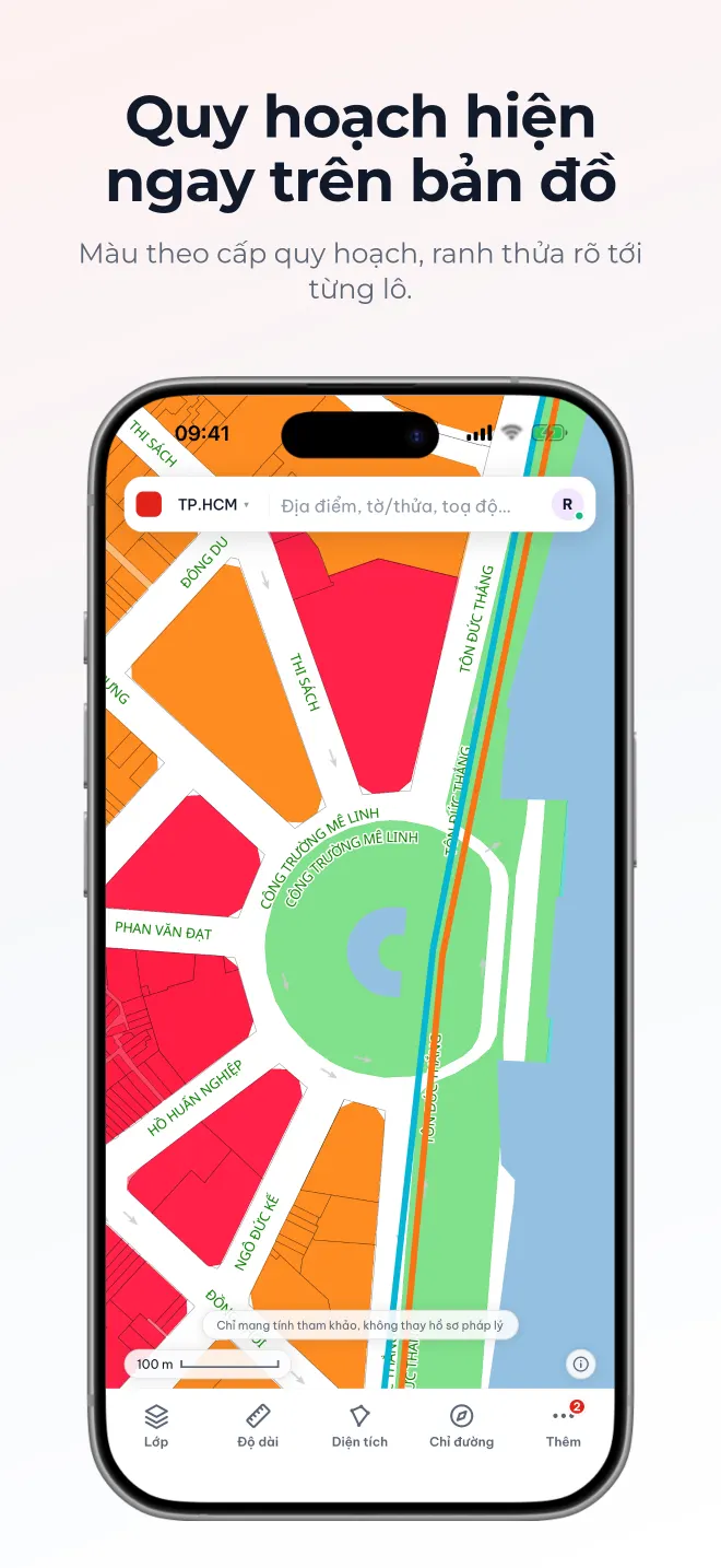 Bản đồ thửa đất trong app Ankapong trên iPhone